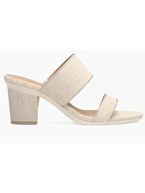 Pashion FootWear Convertible Heel Sandals- "The Slide" Ivory Linen Size 10 NWOB